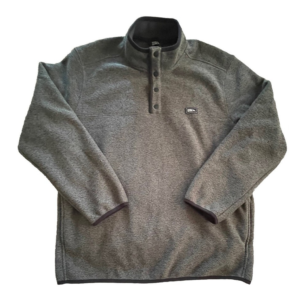 Eddie Bauer Sweater Mens XXL Gray Quarter Button Radiator Fleece
